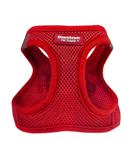Downtown Pet Supply Step in Dog Harness for Small Dogs No Pull, Large, Red - Adjustable Harness with Padded Mesh Fabric and Reflective Trim - Buckle Strap Harness for Dogs
