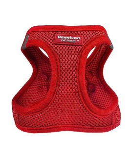 Downtown Pet Supply Step in Dog Harness for Small Dogs No Pull, Small, Red - Adjustable Harness with Padded Mesh Fabric and Reflective Trim - Buckle Strap Harness for Dogs