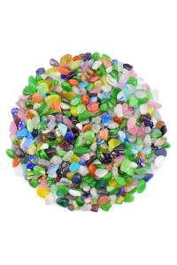 WAYBER 1 Lb/460g Colorful Pebbles Decorative Crystal Stones Sea Glass Opal Rocks Gravel Sand for Aquarium/Turtle Tank/Succulent Plants/Flowerpot/Vase Decoration (Fill 1 Cup)