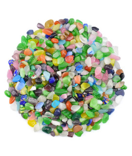 WAYBER 1 Lb/460g Colorful Pebbles Decorative Crystal Stones Sea Glass Opal Rocks Gravel Sand for Aquarium/Turtle Tank/Succulent Plants/Flowerpot/Vase Decoration (Fill 1 Cup)