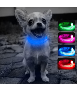 DOMIGLOW Puppy LED Dog Collars - USB Rechargeable Light Up Dog Collar Adjustable Reflective Pet Collars Keep Your Small Dogs and Cats Be Seen & Safe in The Dark (XS, Royal Blue)