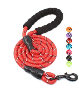 BAAPET 2/4/5/6 FT Dog Leash with Comfortable Padded Handle and Highly Reflective Threads for Small Medium and Large Dogs (5FT-1/2'', Red)