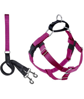 2 Hounds Design Freedom No Pull Dog Harness Comfortable Control for Easy Walking Adjustable Dog Harness and Leash Set Small, Medium & Large Dogs Made in USA Solid Colors 1 XL Raspberry