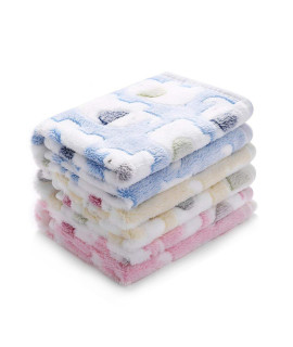 1 Pack 3 Blankets Super Soft Fluffy Premium Cute Elephant Pattern Pet Blanket Flannel Throw for Dog Puppy Cat Blue/Pink/Yellow Medium(30x20 inch)