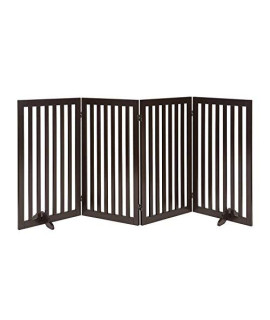 UniPaws Flat Wooden 4 Panel Dog Gate Espresso Freestanding, 20-80 W X 36 H, Large, Brown