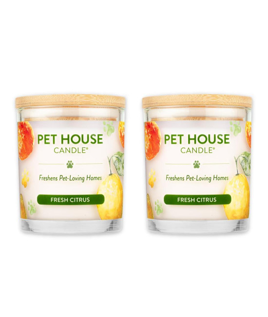 One Fur All, Pet House Candle-100% Plant-Based Wax Candle-Pet Odor Eliminator for Home-Non-Toxic and Eco-Friendly Air Freshening Scented Candles-Odor Eliminating Candle-(Pack of 2, Fresh Citrus)