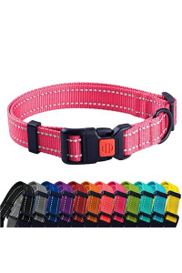 CollarDirect Reflective Dog Collar for a Small, Medium, Large Dog or Puppy with a Quick Release Buckle - Boy and Girl - Nylon Suitable for Swimming (12-16 Inch, Pink)