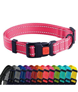 CollarDirect Reflective Dog Collar for a Small, Medium, Large Dog or Puppy with a Quick Release Buckle - Boy and Girl - Nylon Suitable for Swimming (12-16 Inch, Pink)