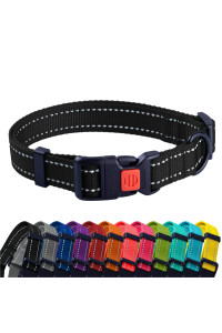 CollarDirect Reflective Dog Collar for a Small, Medium, Large Dog or Puppy with a Quick Release Buckle - Boy and Girl - Nylon Suitable for Swimming (10-13 Inch, Black)
