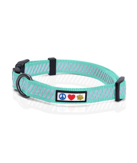 Pawtitas Reflective Dog Collar for Dog and Puppies A High Visibility Collar with Reflective Bands Adjustable Dog Collar Heavy Duty Perfect for Extra Small and Small Puppies - Teal S Collar