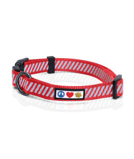 Pawtitas Reflective Dog Collar for Dog and Puppies A High Visibility Collar with Reflective Bands Adjustable Dog Collar Heavy Duty Perfect for Extra Small and Small Puppies - Red S Collar