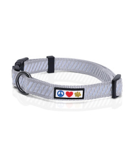 Pawtitas Reflective Dog Collar for Dog and Puppies A High Visibility Collar with Reflective Bands Adjustable Dog Collar Heavy Duty Perfect for Extra Small and Small Puppies - Grey XS Collar