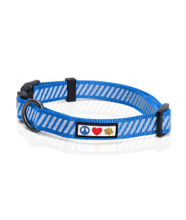 Pawtitas Reflective Dog Collar for Dog and Puppies A High Visibility Collar with Reflective Bands Adjustable Dog Collar Heavy Duty Perfect for Extra Small and Small Puppies - Blue XS Collar