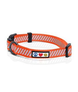 Pawtitas Reflective Dog Collar for Dog and Puppies A High Visibility Collar with Reflective Bands Adjustable Dog Collar Heavy Duty Perfect for Extra Small and Small Puppies - Orange S Collar