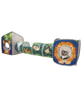 Kitty City Pop Open Jungle Combo,Collapsible Cat Cube, Play Kennel, Cat Bed, Tunnel, Cat toys