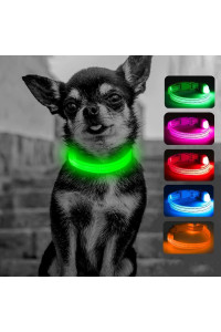 Candofly Reflective LED Dog Collar - Light Up Dog Collars USB Rechargeable Puppy Collar Durable Nylon Pet Collar Dog Lights for Night Walking & Camping (X-Small, Neon Green)