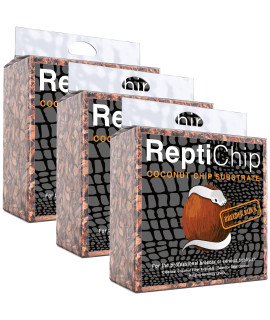 ReptiChip Compressed Coconut Chip Substrate for Reptiles 3 Pack of 72 Quart Coco Husk Bedding Brick for Ball Pythons, Snakes, Tortoises, Geckos, Frogs, or Lizard Terrarium Tanks