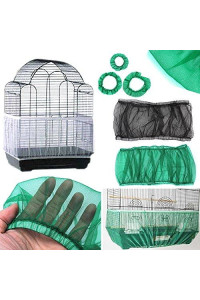 4 Colors Ventilated Nylon Bird Cage Cover Shell Seed Catcher Pet Products Large Size Bird Cage Seed Catcher Seeds Guard Parrot Nylon Mesh Net Cover Stretchy Shell Skirt Traps Cage Basket Soft Black