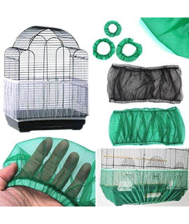 4 Colors Ventilated Nylon Bird Cage Cover Shell Seed Catcher Pet Products Large Size Bird Cage Seed Catcher Seeds Guard Parrot Nylon Mesh Net Cover Stretchy Shell Skirt Traps Cage Basket Soft White