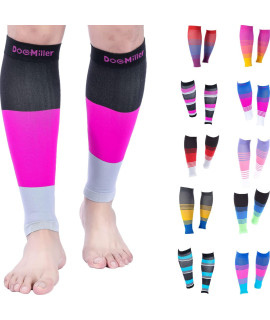 Doc Miller calf compression Sleeve Men and Women 20-30 mmHg, Shin Splint compression Sleeve, Medical grade Socks for Varicose Veins and Maternity 1 Pair Large Black Pink grey calf Sleeve