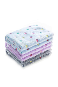 1 Pack 3 Blankets Super Soft Cute Dot Pattern Pet Blanket Flannel Throw for Dog Puppy Cat Blue/Purple/Grey Large