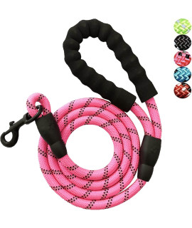 YSNJXL 5' Strong Dog Leash for Medium Large Dogs Heavy Duty Rope with Reflective Threads Padded Handle for Big Dogs Puppy, Pink