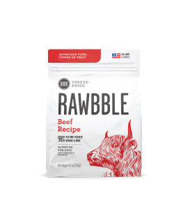 BIXBI Rawbble Freeze Dried Dog Food, Beef Recipe, 4.5 oz - 98% Meat and Organs, No Fillers - Pantry-Friendly Raw Dog Food for Meal, Treat or Food Topper - USA Made in Small Batches