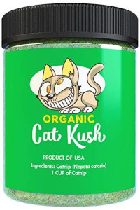 Organic Catnip by Cat Kush, Safe Premium Blend Perfect for Cats, Instilled with Maximized Potency your Kitty is Guaranteed to Go Crazy for! (1 Cup)