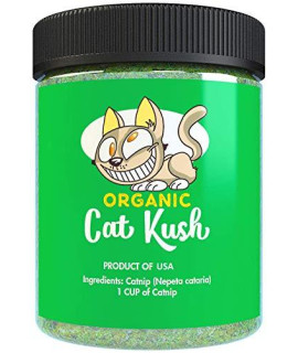 Organic Catnip by Cat Kush, Safe Premium Blend Perfect for Cats, Instilled with Maximized Potency your Kitty is Guaranteed to Go Crazy for! (1 Cup)