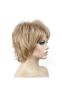 Lydell Short Layered Shaggy Wavy Full Synthetic Wigs (L16613 Blonde Highlights)