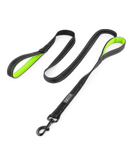 Heavy Duty Dog Leash - 2 Handles by Padded Traffic Handle for Extra Control, 6foot Long - Perfect for Medium to Large Dogs (6 ft, Black Green)