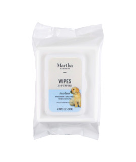 Martha Stewart for Pets Puppy Wipes in grapefruit Hypoallergenic Dog grooming Wipes for Pets Dog Wipes for Everyday Use and Dogs with Sensitive Skin, 50 count