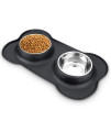AsFrost Dog Food Bowls Stainless Steel Pet Bowls & Dog Water Bowls with No-Spill and Non-Skid, Feeder Bowls with Dog Bowl Mat for Small Medium Large Size Dogs Cats Puppy Pets, Dog Dishes, Black, 12oz