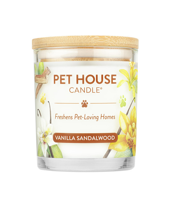 One Fur All, Pet House Candle - 100% Plant-Based Wax Candle - Pet Odor Eliminator for Home - Non-Toxic and Eco-Friendly Air Freshening Scented Candles - (Pack of 1, Vanilla Sandalwood)