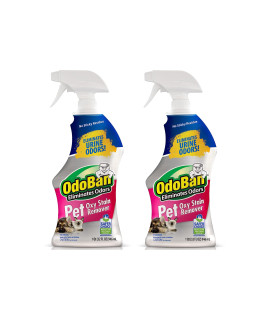 OdoBan Pet Solutions Oxy Stain Remover, Pet Stain Eliminator, 2-Pack, 32 Ounce Spray Each