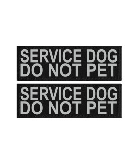 Doggie Stylz Set of 2 Reflective Service Dog DO NOT PET Removable Patches with Hook Backing for Working Dog Harnesses & Vests. Durable and Interchangeable - Comes in 3 Sizes Small, Medium and Large