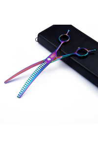 6.5/8.0'' Professional Chunker Shear Twin Tail Downward Curved Pet Grooming Thinning/Blending Scissors Dog&cat Grooming Chunkers Shear (8 inches)