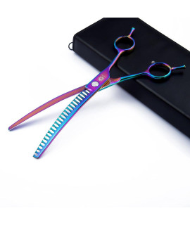 6.5/8.0'' Professional Chunker Shear Twin Tail Downward Curved Pet Grooming Thinning/Blending Scissors Dog&cat Grooming Chunkers Shear (8 inches)