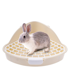 Triangle Potty Trainer Corner Litter Bedding Box Pet Pan for Small Animal/Rabbit/Guinea Pig/galesaur/Hamster/Ferret(White)(9.64x6.89x4)