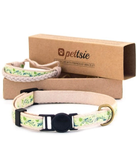 Pettsie Cat Collar Set, Breakaway Safe Buckle, Matching Friendship Bracelet, Pet-Friendly Carton Box for Kitty Lovers, Soft Cotton for Sensitive Skin, Easy Adjustable 7.5-11.5 Inches, Purple
