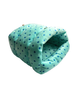 WOWOWMEOW Guinea-Pigs Bed,Hamster Bed,Small Animals Warm Hanging Cage Cave Bed (L, Dot- Blue)