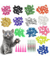 YMCCOOL 100pcs Cat Nail Caps/Tips Pet Cat Kitty Soft Claws Covers Control Paws of 10 Nails Caps and 5Pcs Adhesive Glue 5 Applicator with Instruction