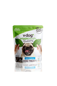 V-dog Vegan Soft and Chewy Wiggle Dog Biscuits - Dog Training Treats - Small, Medium and Large Breeds - Natural Blueberry Flavor Superfoods - 10 Ounce - All Natural - Made in The USA