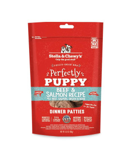 Stella & Chewy's Freeze Dried Raw Dinner Patties - Crafted for Puppies - Grain Free, Protein Rich Perfectly Puppy Beef & Salmon Recipe - 5.5 oz Bag