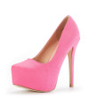 DREAM PAIRS Womens Swan-30 Fuchsia Suede High Heel Plaform Dress Pump Shoes Size 55 M US