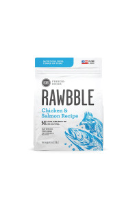 BIXBI Rawbble Freeze Dried Dog Food, Chicken & Salmon Recipe, 4.5 oz - 94% Meat and Organs, No Fillers - Pantry-Friendly Raw Dog Food for Meal, Treat or Food Topper - USA Made in Small Batches