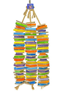 Birds LOVE Chew-Tastic Triple Tower of Shredded Fun Colorful Safe Lots of Wood to Chew Large Bird Cage Toy for African Greys, Amazons, Eclectus, Cockatoos, Macaws and Similar Sized Birds