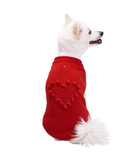 Blueberry Pet Heart Dog Sweater Valentine?s Day Clothes for Medium Girl Dogs, Red Pullover Crewneck Holiday Apparel for Love of Pets, Back Length 16?