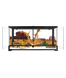 REPTI ZOO 50 Gallon Reptile Glass Terrarium Tank Double Hinge Door with Screen Ventilation Large Reptile Terrarium 36 x 18 x 18(Knock-Down)