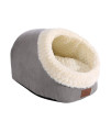 Miss Meow Cat Bed for Indoor Cats,Medium Large Cats Cave Bed,Machine Washable Slip Resistant Bottom,Ultra Soft Plush Cushion (Gray Cave)